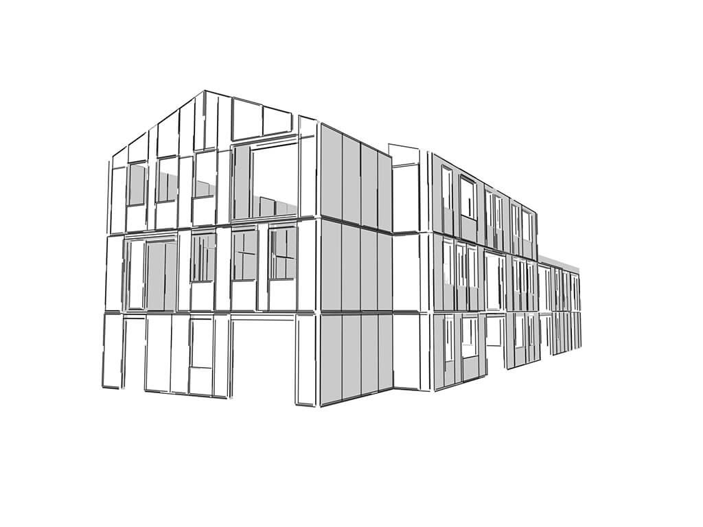 3D návrh bytového domu systém SIP - SIPEUROPE